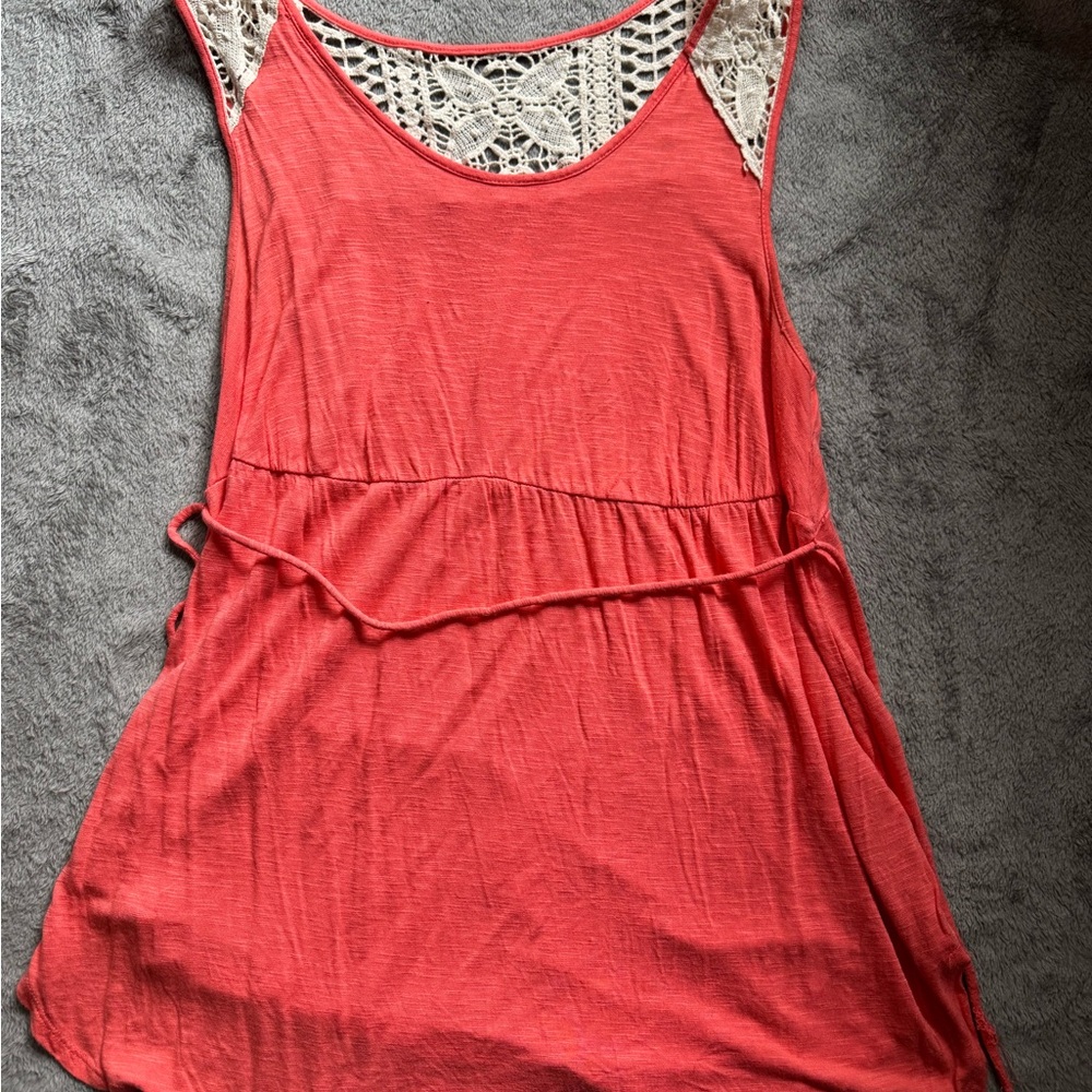 Maternity Coral Lace Trim Top